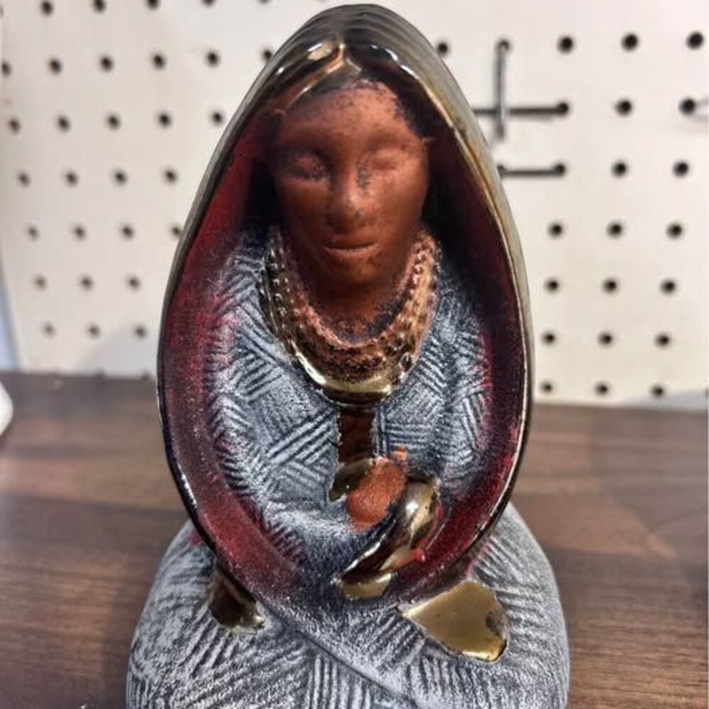 Vintage Native Mother and Child Ceramic Figurine - Folk Art